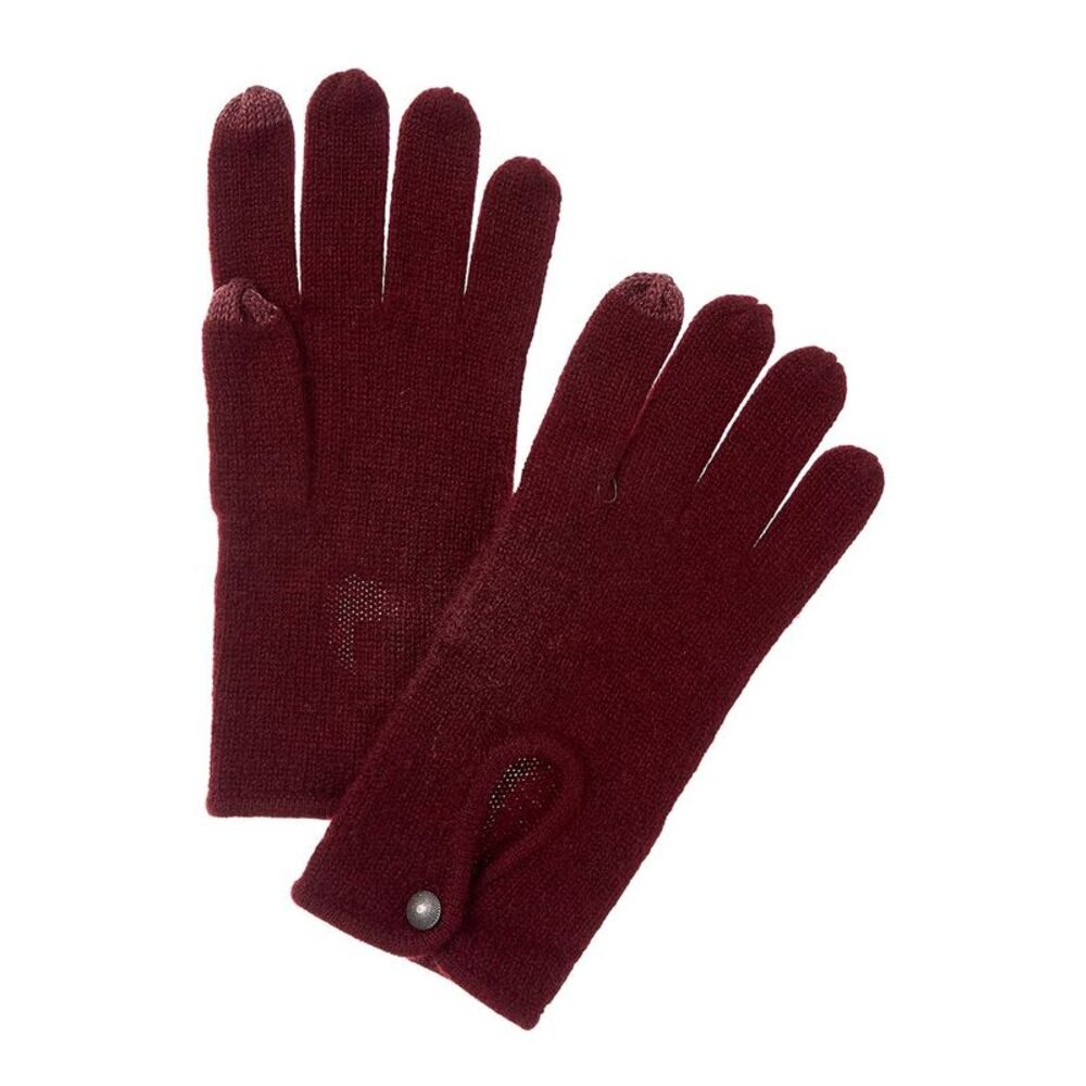 Forte Cashmere Keyhole Cashmere Gloves, Red
